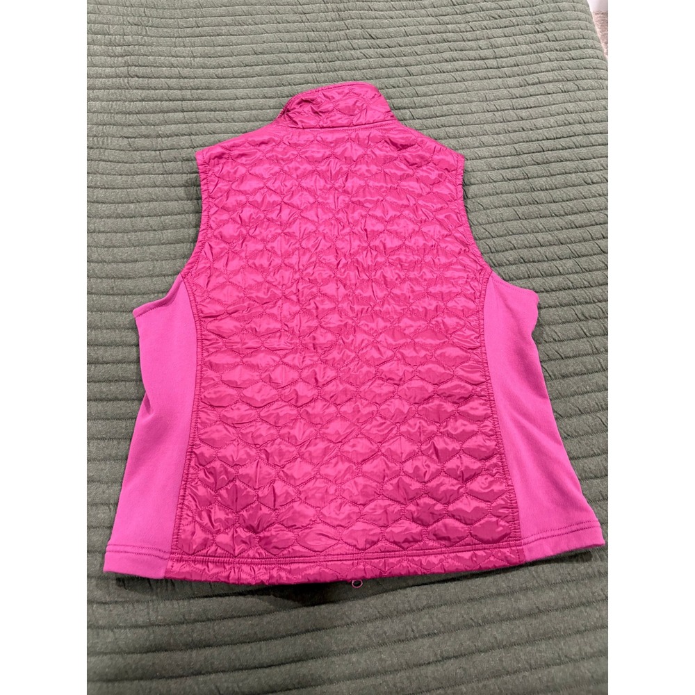 LL Bean Women's Lightweight Quilted Vest Size XL Dark Pink Fleece Collar - Picture 3 of 4